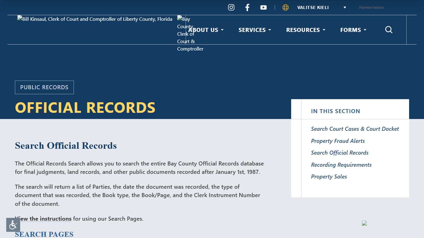 Search Official Records Bay County Clerk of Court & Comptroller